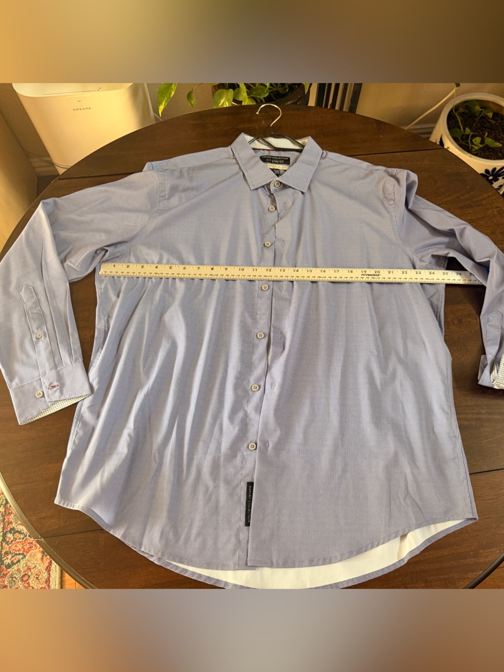 Report Collection Men's Light Blue Dress Shirt with Subtle Texture